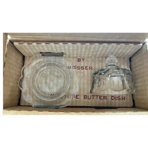 Vintage Miniature Mosser Glass‎ Cherry & Cable Domed Butter Dish